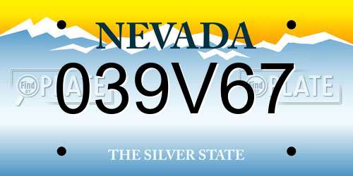039V67 Nevada License Plate
