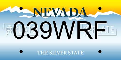 039WRF Nevada License Plate