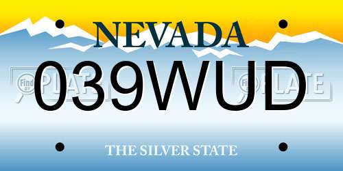 039WUD Nevada License Plate