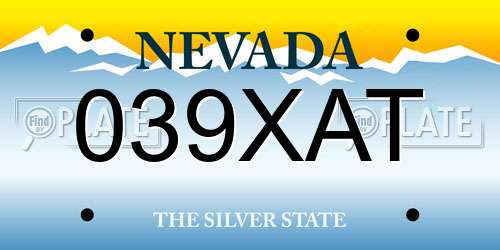 039XAT Nevada License Plate