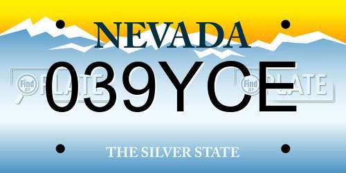 039YCE Nevada License Plate