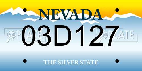 03D127 Nevada License Plate