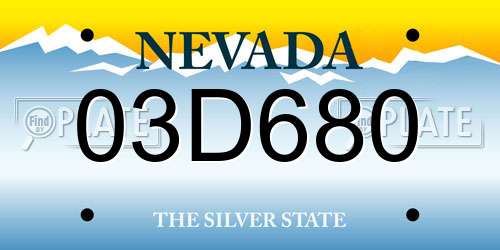 03D680 Nevada License Plate