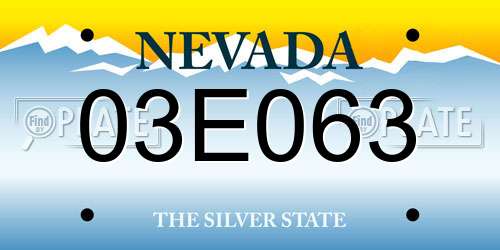 03E063 Nevada License Plate