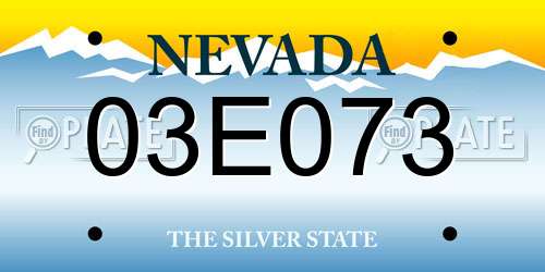 03E073 Nevada License Plate