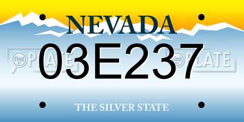 03E237 Nevada License Plate