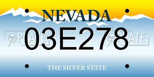 03E278 Nevada License Plate