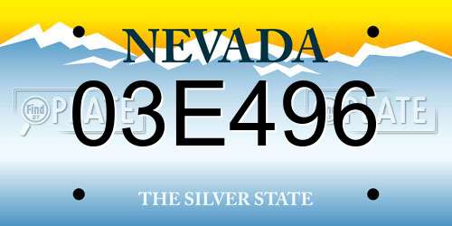 03E496 Nevada License Plate