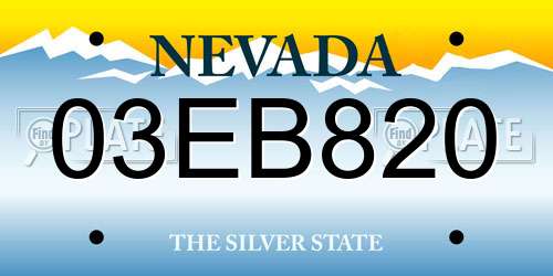 03EB820 Nevada License Plate