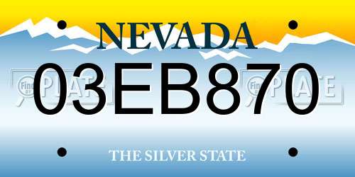 03EB870 Nevada License Plate