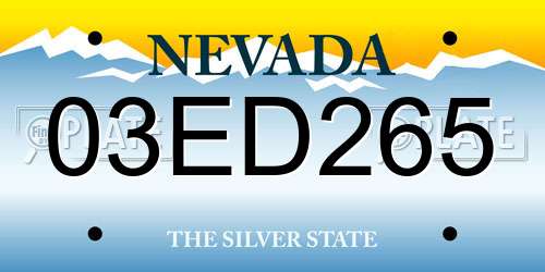 03ED265 Nevada License Plate