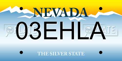 03EHLA Nevada License Plate