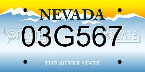 03G567 Nevada License Plate