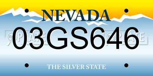 03GS646 Nevada License Plate