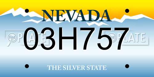 03H757 Nevada License Plate