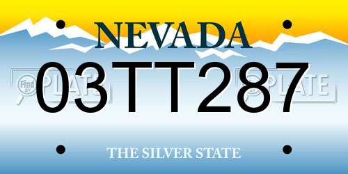 03TT287 Nevada License Plate