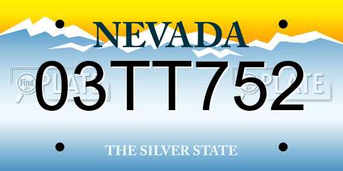 03TT752 Nevada License Plate