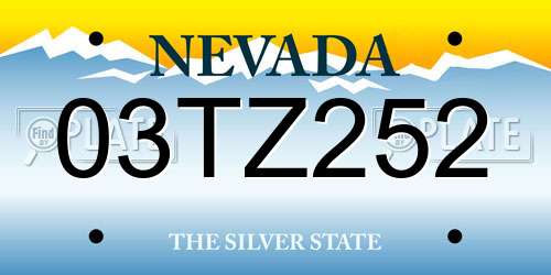 03TZ252 Nevada License Plate