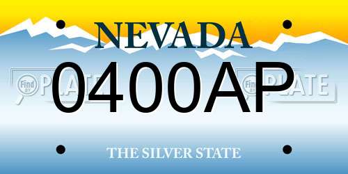 0400AP Nevada License Plate