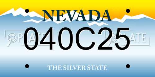 040C25 Nevada License Plate