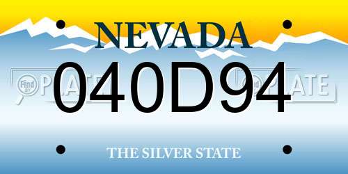 040D94 Nevada License Plate