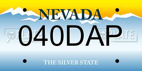 040DAP Nevada License Plate