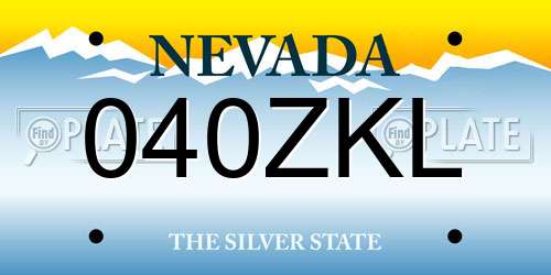 040ZKL Nevada License Plate