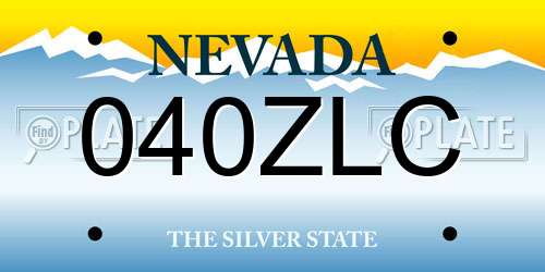 040ZLC Nevada License Plate