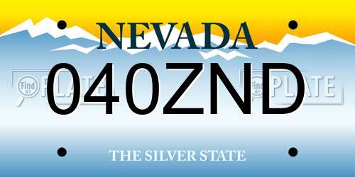 040ZND Nevada License Plate
