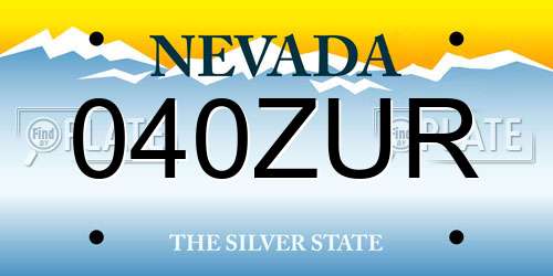 040ZUR Nevada License Plate