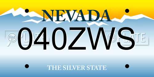 040ZWS Nevada License Plate