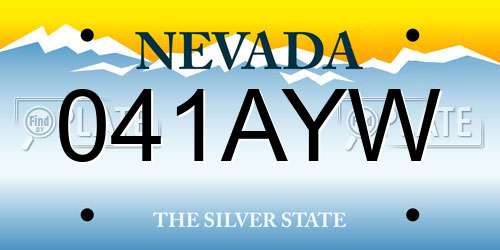 041AYW Nevada License Plate