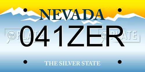 041ZER Nevada License Plate