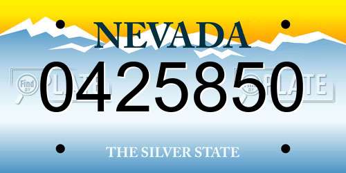 0425850 Nevada License Plate