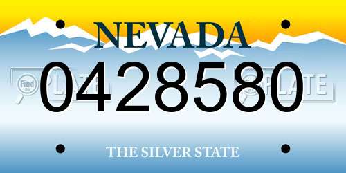 0428580 Nevada License Plate