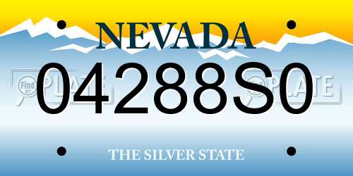 04288S0 Nevada License Plate