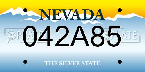 042A85 Nevada License Plate
