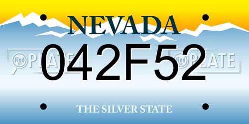 042F52 Nevada License Plate