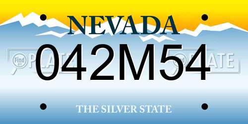 042M54 Nevada License Plate
