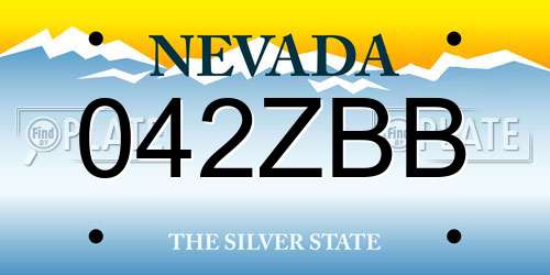 042ZBB Nevada License Plate