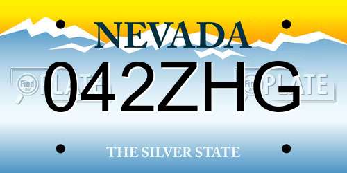 042ZHG Nevada License Plate