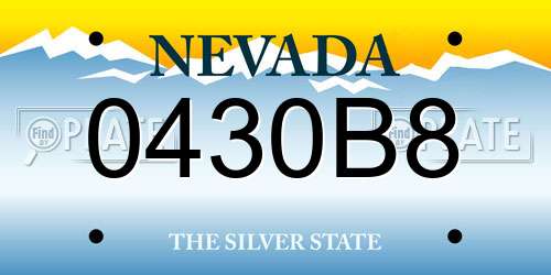 0430B8 Nevada License Plate