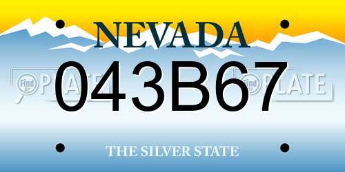 043B67 Nevada License Plate