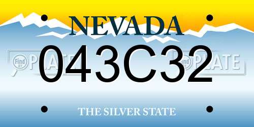 043C32 Nevada License Plate