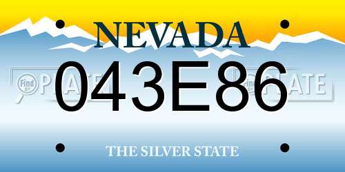 043E86 Nevada License Plate