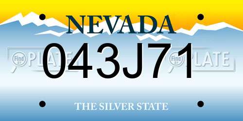 043J71 Nevada License Plate