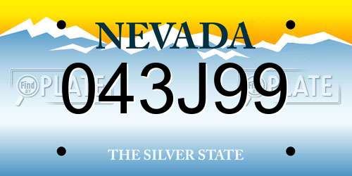 043J99 Nevada License Plate