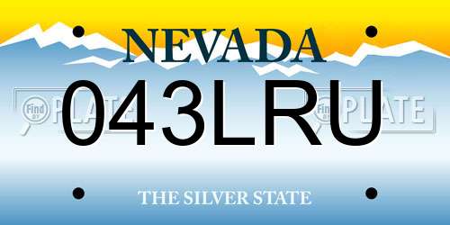 043LRU Nevada License Plate