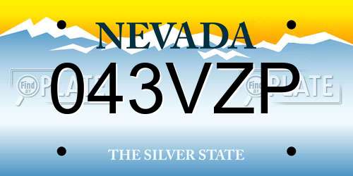 043VZP Nevada License Plate