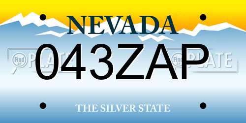 043ZAP Nevada License Plate